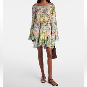 Camilla ‘Just Coasting’ Embellished A-Line 100% Silk Crêpe Mini-Dress Size S NWT